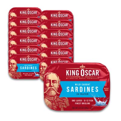 King Oscar Wild Caught Brisling Sardines In Pure Spring Water, 3.75 Ounce (Pack of 12) ( Packaging May Vary )