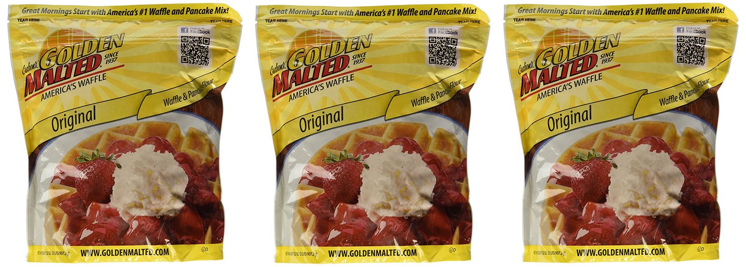 Carbon&#39;s Golden Malted Original Waffle and Pancake Flour, 32 Ounce (Pack of 3)