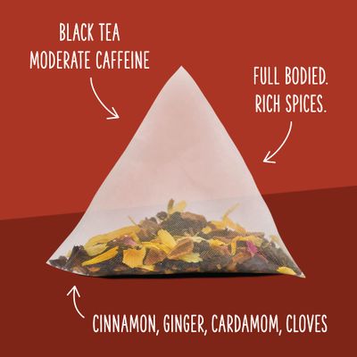 Two Leaves and a Bud Organic Mountain High Chai Tea Bags, Whole Leaf Black Tea and Spices in Compostable Sachets, Add Milk and Sweetener or Drink Plain, 15 Count (Pack of 1)