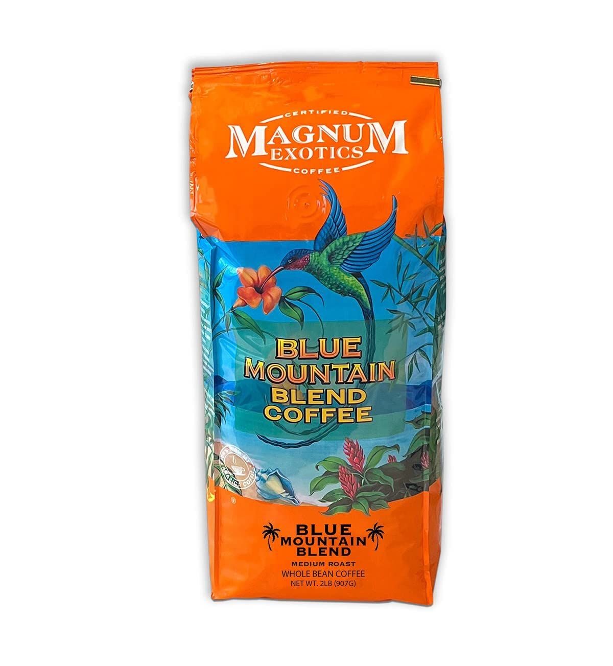 Jamaican Blue Mountain Coffee Blend, Whole Bean, 2 Lb Bag - Medium Roast, Fresh Strong Arabica Coffee - Rich And Smooth Flavor - Magnum Exotics
