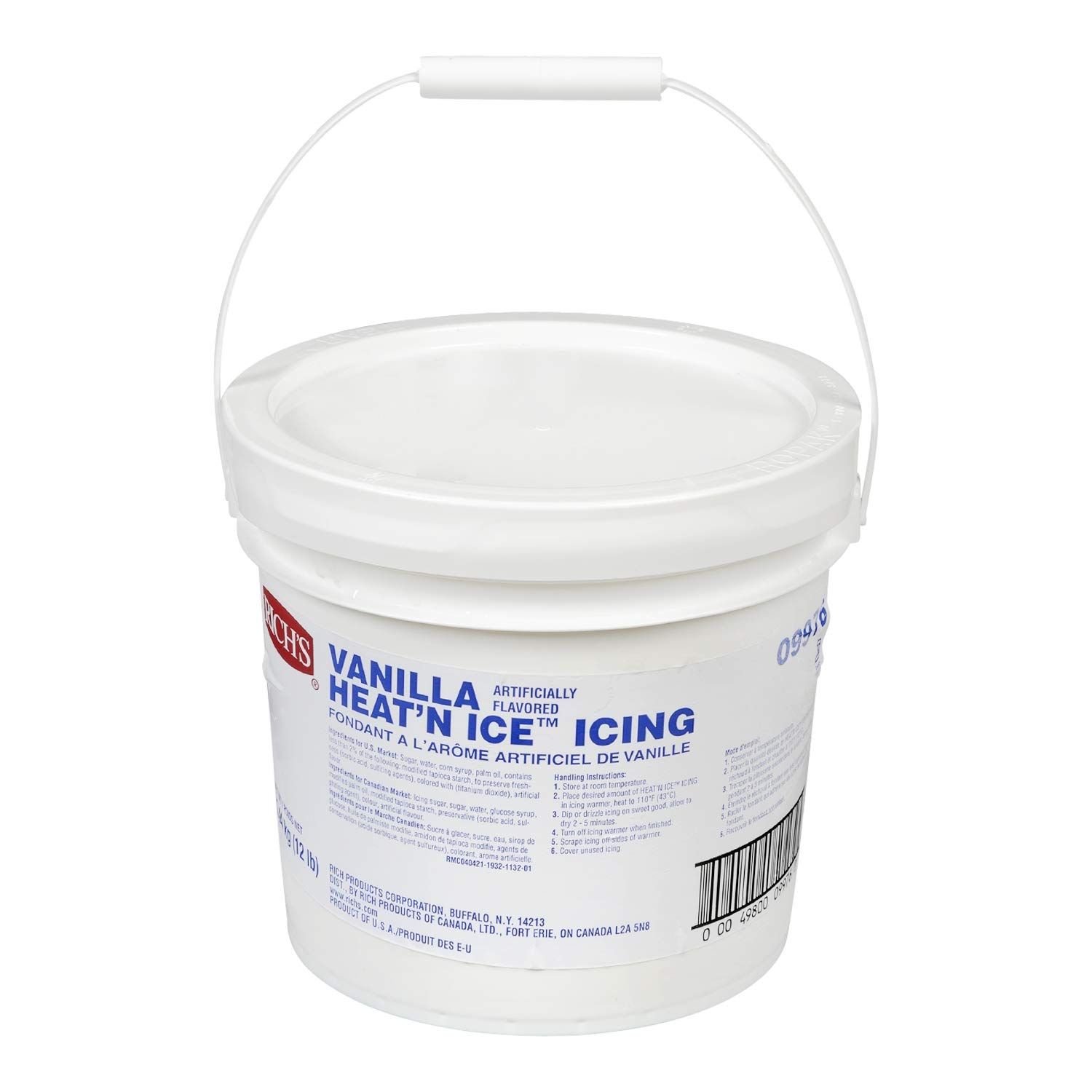 Rich&#39;s Vanilla Heat &#39;N Ice, Bakery Icing for Donuts, Rolls, &amp; Desserts, 12 Pound Pail