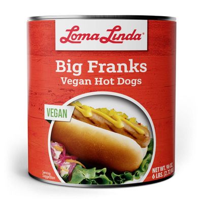 Loma Linda Big Franks - Hearty Vegan Hot Dogs for Flavorful Plant-Based Grilling! (96 oz.)