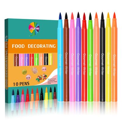 10 Pcs Color Edible Pigment Pen, Food Coloring Pens, Edible Markers for Cookie Decorating, Fondant Cake Decorating Tools Cake DIY Draw Tool