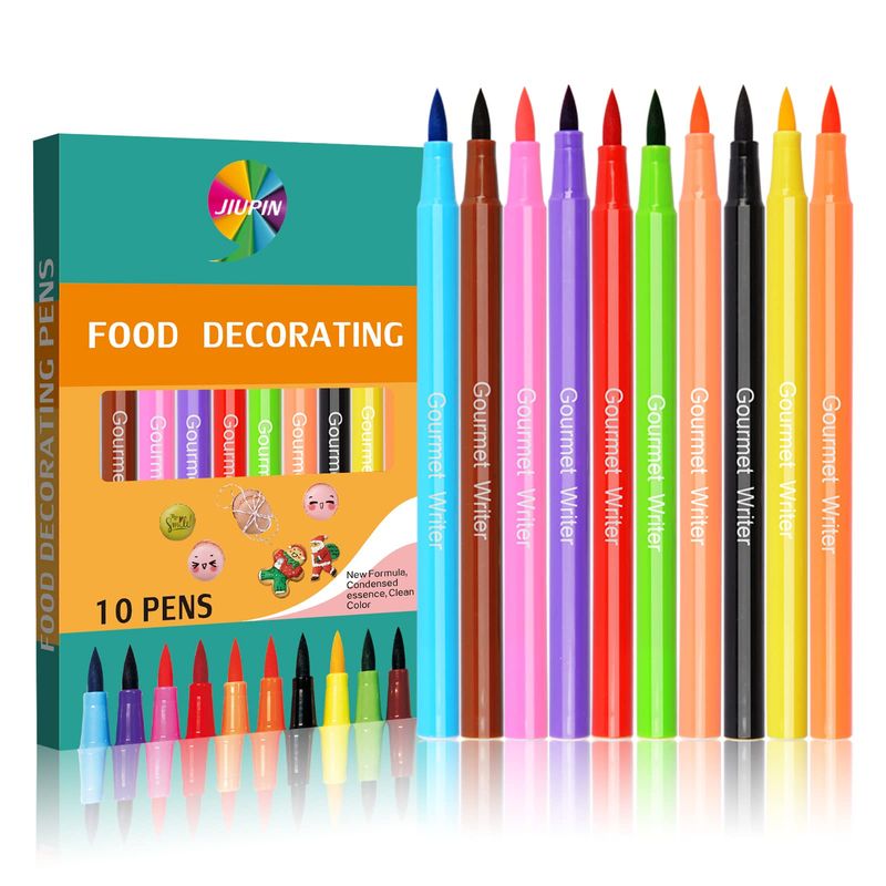 10 Pcs Color Edible Pigment Pen, Food Coloring Pens, Edible Markers for Cookie Decorating, Fondant Cake Decorating Tools Cake DIY Draw Tool