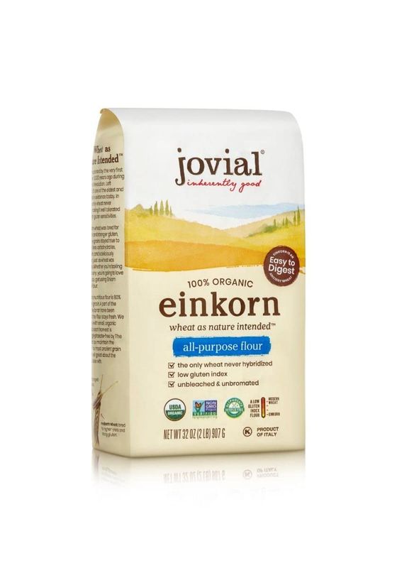 Jovial Einkorn 100% Organic Einkorn All Purpose Flour - Baking Flour, High Protein, Non-GMO, USDA Certified Organic, Unbleached Flour, Product of Italy, Organic All Purpose Flour - 32 Oz, 10 Pack