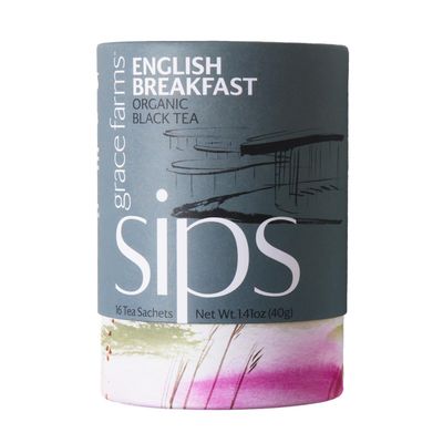 Grace Farms Organic English Breakfast Black Tea, 16 Pyramid Sachets | Fairtrade &amp; Kosher |Gives Back 100% of Profits