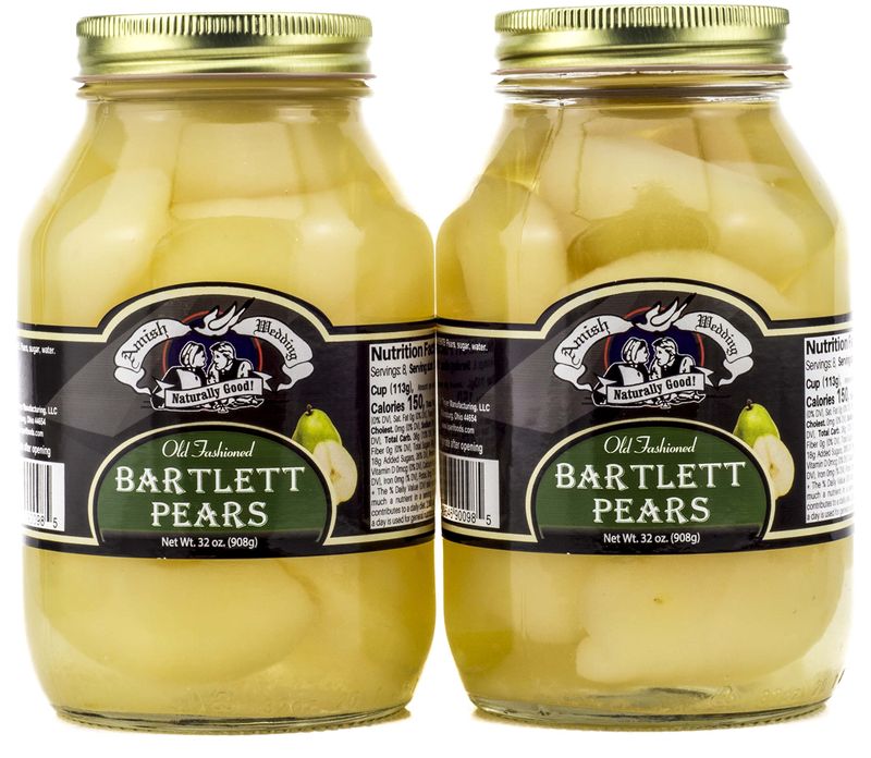 Amish Wedding Old Fashioned Bartlett Pear Halves, 32 oz. Jars (2 Jars)