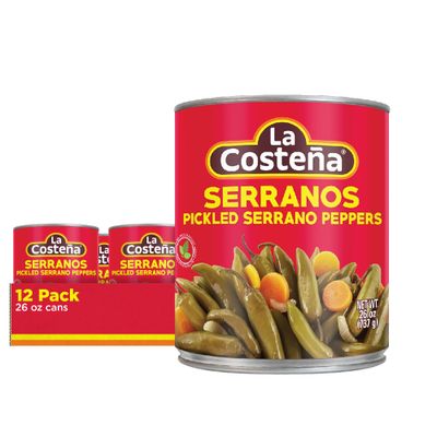 La Costea Serrano Peppers, 26 Ounce Can (Pack of 12)
