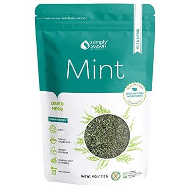 USimplySeason Dried Mint, 4oz - Cut &amp; Sifted Spearmint, Perfect for Teas &amp; Culinary Use, Vegan, Non-GMO, Packaged in the USA