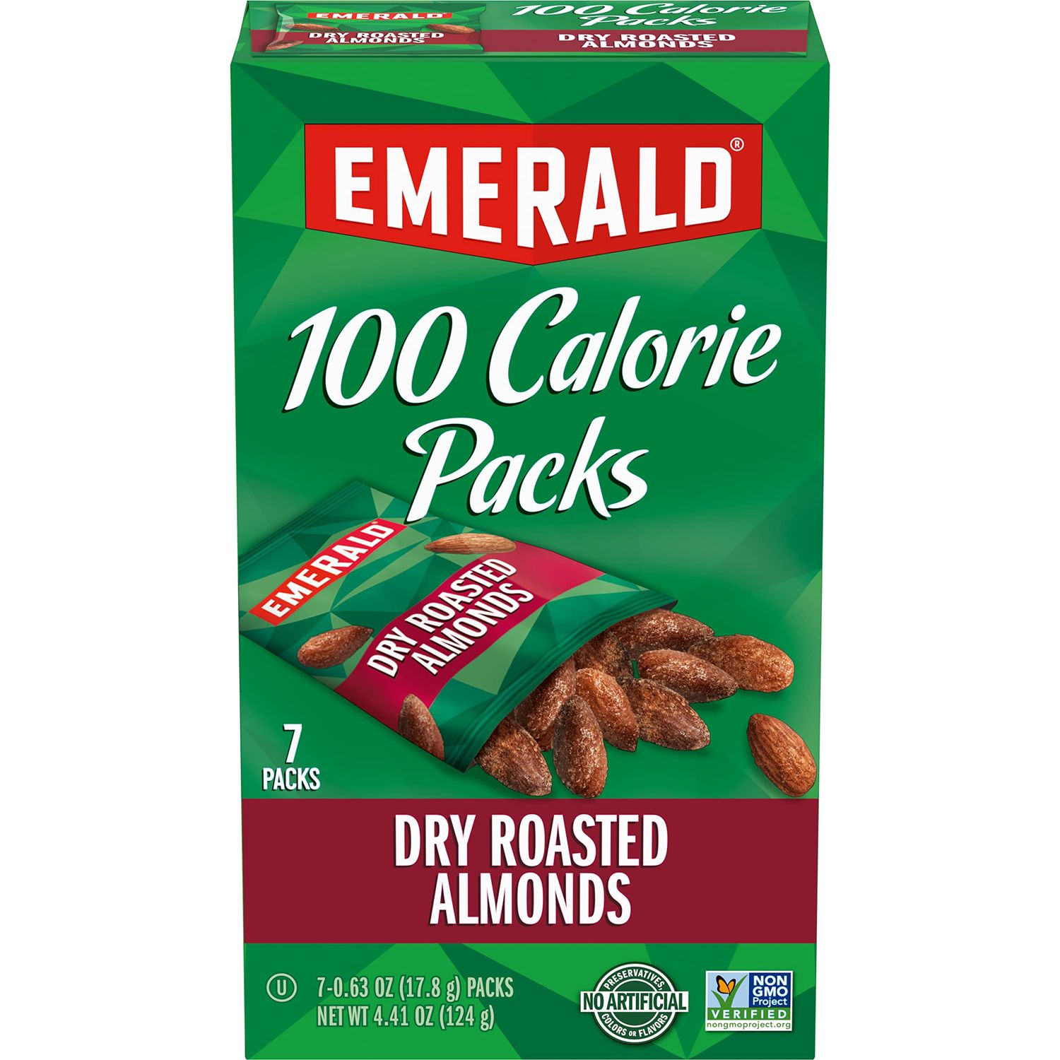 Emerald Nuts Dry Roasted Almonds, 100 Calorie Packs, 7 Ct
