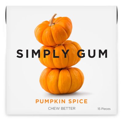 Simply Gum | Pumpkin Spice | Plant- Based Chewing Gum | Pack of Six (90 Pieces Total) | Synthetic Free + Aspartame Free + non GMO