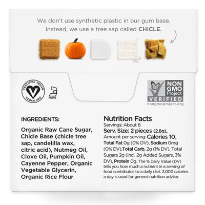 Simply Gum | Pumpkin Spice | Plant- Based Chewing Gum | Pack of Six (90 Pieces Total) | Synthetic Free + Aspartame Free + non GMO