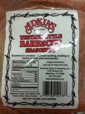 Adkins Western Style Barbecue Seasoning 16 Oz Bags (Pack of 6)