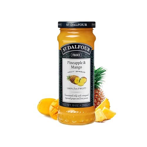 St Dalfour Pineapple &amp; Mango French Fruit Spread (10 oz) - 100% from Fruit - No Synthetic Nitrates or Nitrites - Naturally Sweetened