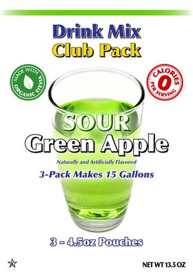 GramZero Sour Green Apple Zero Calorie Sugar Free Drink Mix, Great For Nutrition Club Loaded Tea, Stevia Sweetened