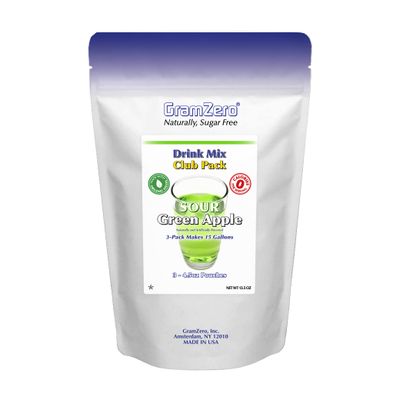 GramZero Sour Green Apple Zero Calorie Sugar Free Drink Mix, Great For Nutrition Club Loaded Tea, Stevia Sweetened