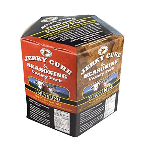 Hi Mountain Jerky Seasoning and Cure Kit | VARIETY PACK #1 | Flavors: Original, Mesquite, Hickory, Cracked Pepper N Garlic, &amp; Cajun | Make Beef Jerky at Home | Beef, Deer, Elk &amp; Venison