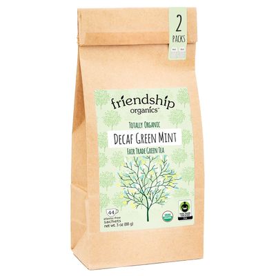 Friendship Organics Decaf Green Mint Tea Bags, Organic and Fair Trade 44 Count