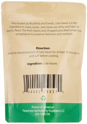 KOPABANA Chopped Dried Jute Leaves | saluyot | Molokhia | Jute| palava| ewedu | lalo | malabar | Egyptian spinach| 2oz