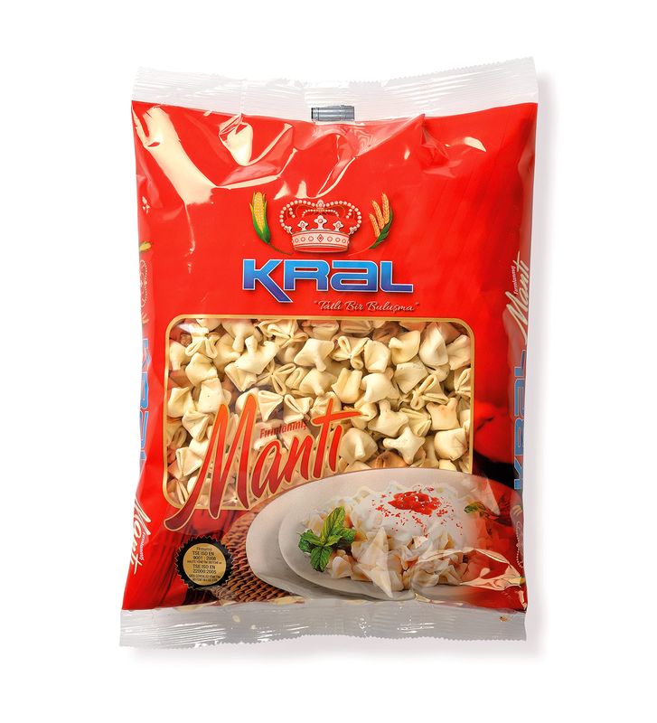 Kral Manti Traditional Delicious Turkish Stuffed Manti (Turkish Ravioli) Dumplings, Easy Meal, Practical Pasta from Turkey, Quick Meal, Turkish Cuisine, 0.55lb (250g)