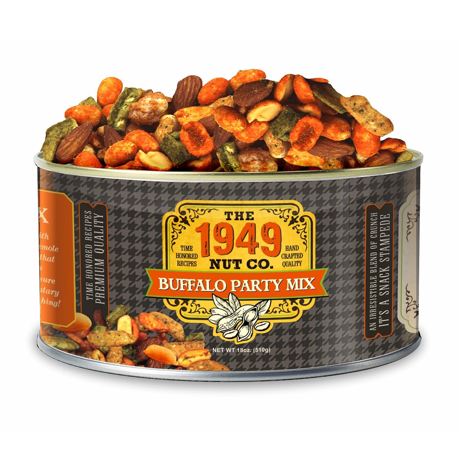 The 1949 Nut Co. Buffalo Party Mix | Assorted Flavored Fried Peanuts, Everything Sticks, Guacamole Bites, and Smoked Almonds | Extra-Large, Hand-Cooked in the USA with an Old Family Recipe, 18 oz.