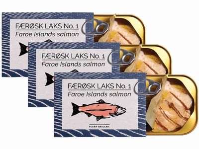 Canned Salmon Fillet in Oil by Fangst, Laks No. 1, Tinned Salmon, Sustainable Canned Fish, Flash Grilled, Keto, Omega 3 Rich, 3 x 110g Can