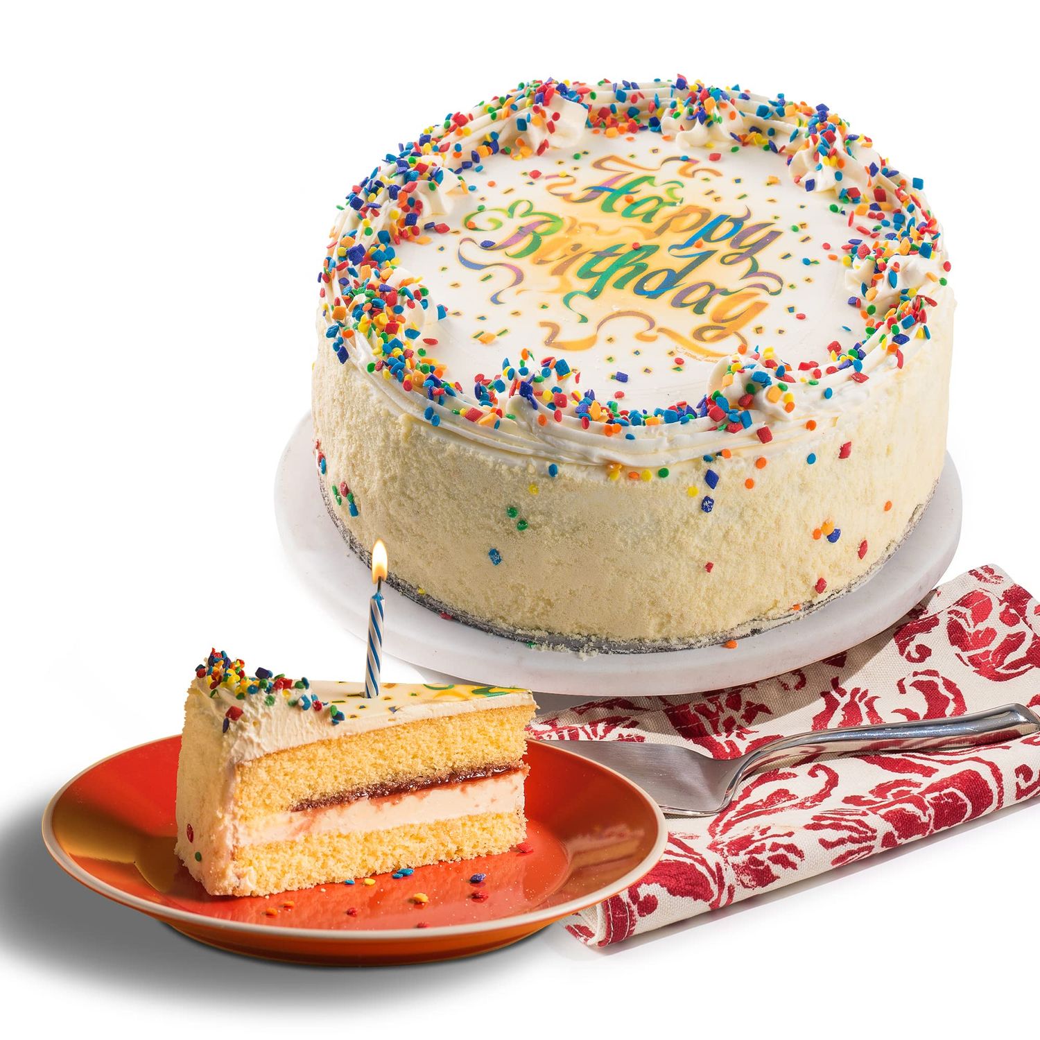 David&#39;s Cookies Vanilla Birthday Cake 7- Premium Fresh Ingredients - Surprise Your Friend and Family With Our Vanilla and Raspberry Flavor Birthday Cake Dessert