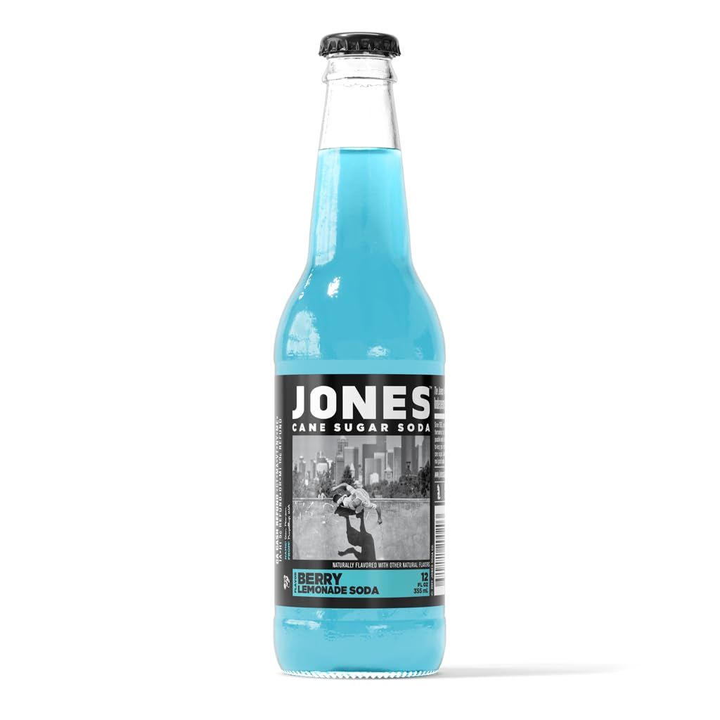 One(1) Single Bottle - Jones Soda Co. Berry Lemonade Soda Flavor | 100% Cane Sugar Soda | Craft Soda Pop | Soda Soft Drinks | Glass Bottle Soda