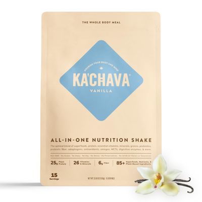 KaChava All-In-One Nutrition Shake Blend, 85+ Superfoods &amp; Nutrients, Meal Replacement, Greens Plant-Based Superfood Powder Protein Drink, Digestive Enzymes &amp; Probiotics, Vegan Dairy Gluten Free, 2lb