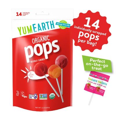 YumEarth Organic Pops Variety Pack, 14 Fruit Flavored Favorites Lollipops, Allergy Friendly, Gluten Free, Non-GMO, Vegan, No Artificial Flavors or Dyes