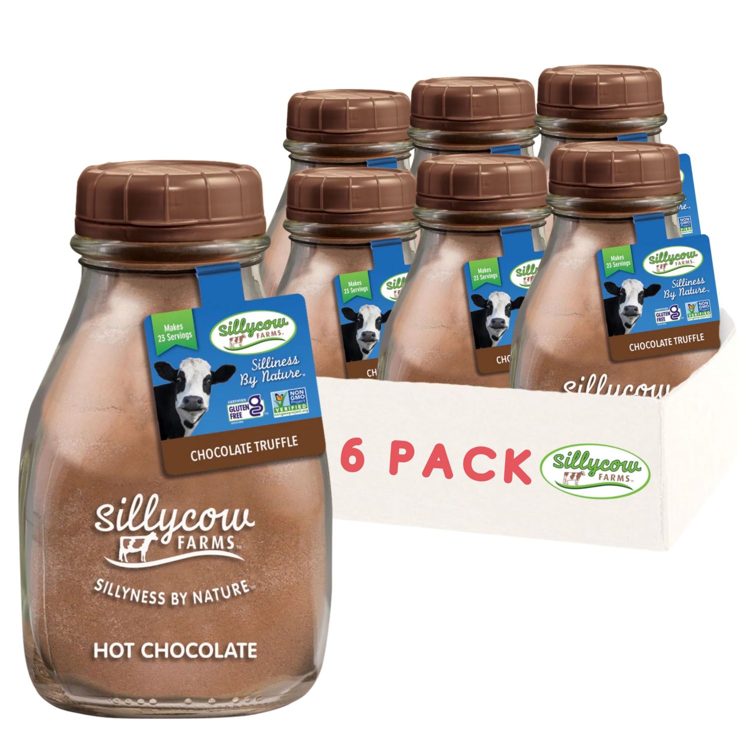 Sillycow Farms Hot Chocolate Mix Truffle Flavor | Gluten Free &amp; Non GMO, All Pure Ingredients for Healthier Indulgence | Dairy Free, Vegan, Nut Free Certified Quality Cocoa Powder Blend - Pack of 6