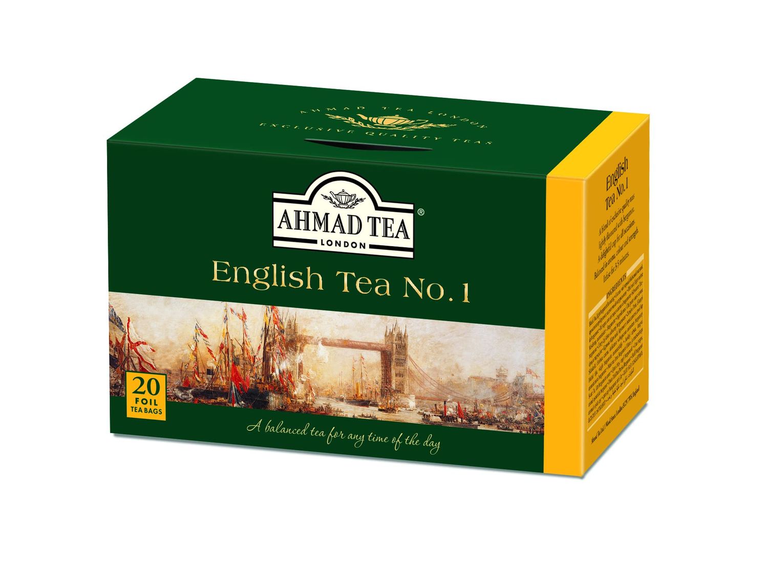 Ahmad Tea English Tea No.1 Teabags, Black Tea, 20 ct (Pack of 1) - Caffeinated &amp; Sugar-Free