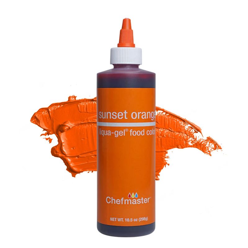 Chefmaster Sunset Orange Liqua-Gel Food Coloring | Vibrant Color | Professional-Grade Dye for Icing, Frosting, Fondant | Baking &amp; Decorating | Fade-Resistant | Easy-to-Use | Made in USA | 10.5 oz