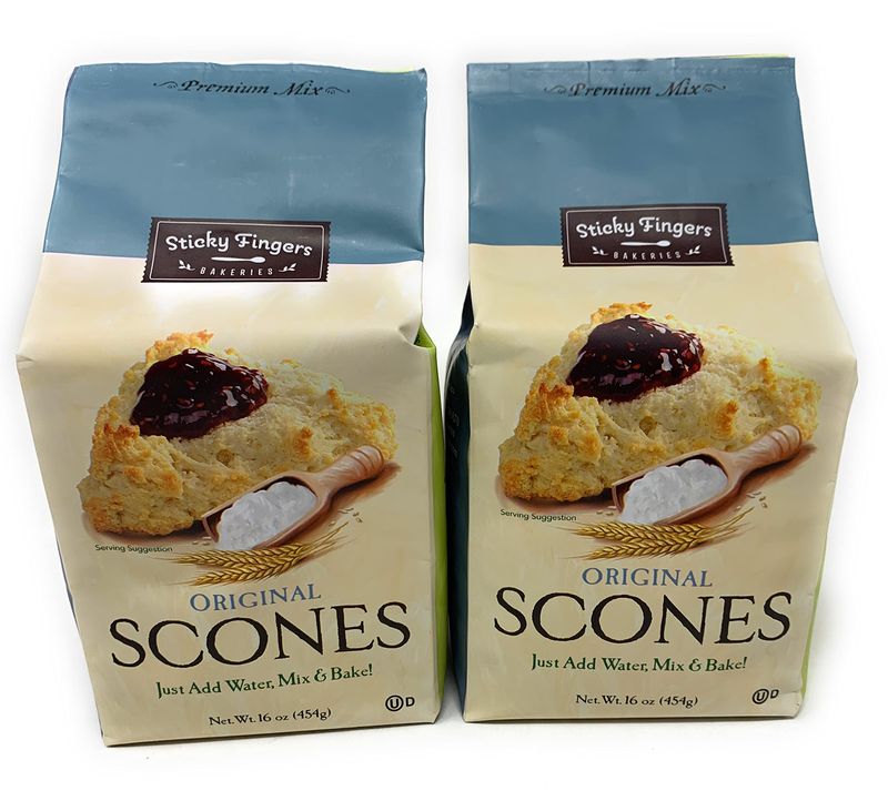 Sticky Fingers Scone Mix (Pack of 2) 1 lb Bags - All Natural Scone Baking Mix (Original)
