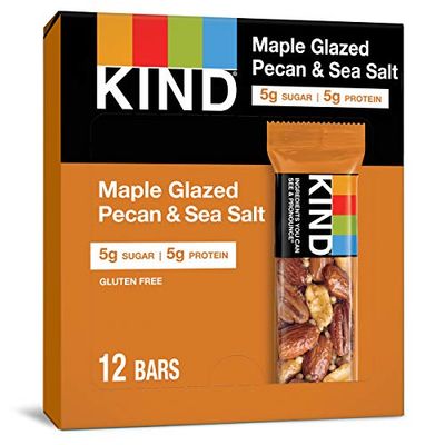 KIND Nut Bars, Maple Glazed Pecan &amp; Sea Salt, Healthy Snacks, Gluten Free, Low Sugar, 5g Protein, 12 Count