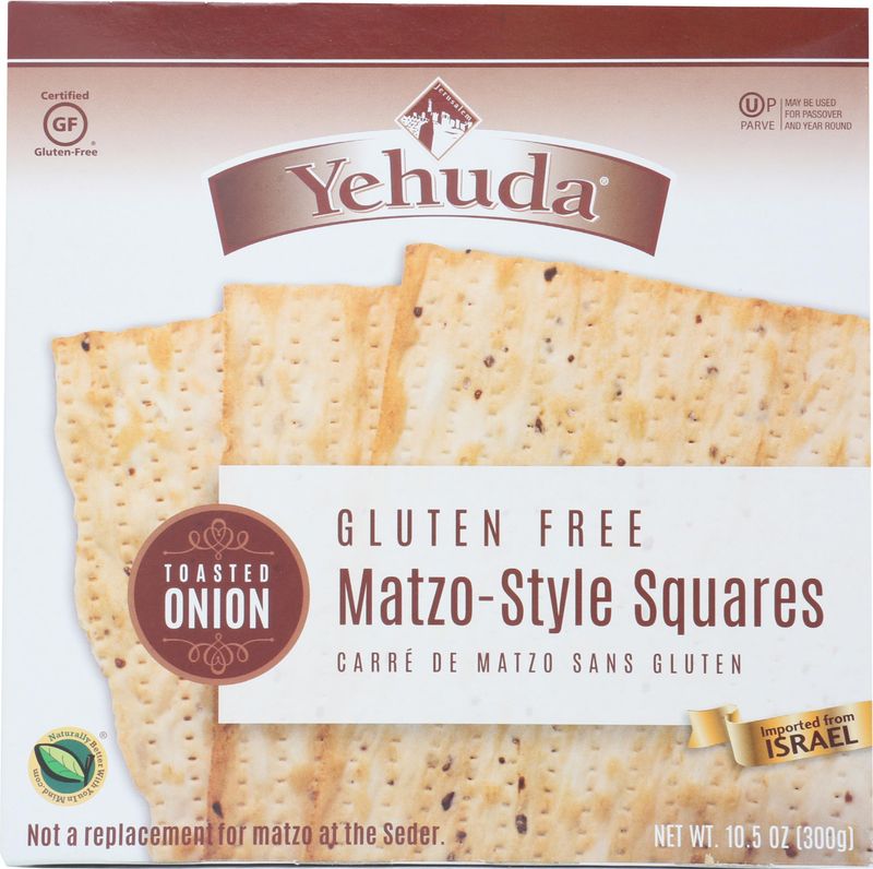 Yehuda Matzo Toasted Onion Matzo Squares, Gluten Free, 10.5 oz