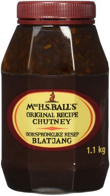 Mrs H.S. Balls Original Flavor Chutney, The Recipe That Survied A Shipwreck, (1) 1.1Kg, In A Wide Mouth Octagonal Plastic Jar - Imported from South Africa -