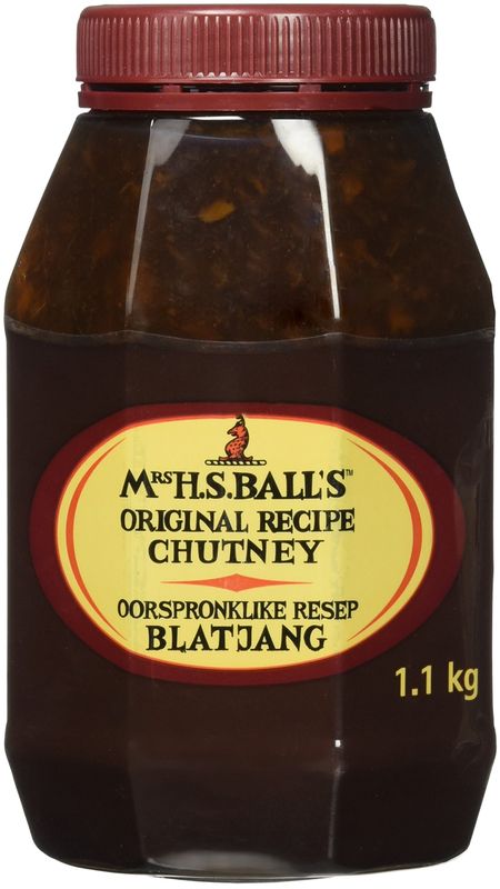 Mrs H.S. Balls Original Flavor Chutney, The Recipe That Survied A Shipwreck, (1) 1.1Kg, In A Wide Mouth Octagonal Plastic Jar - Imported from South Africa -