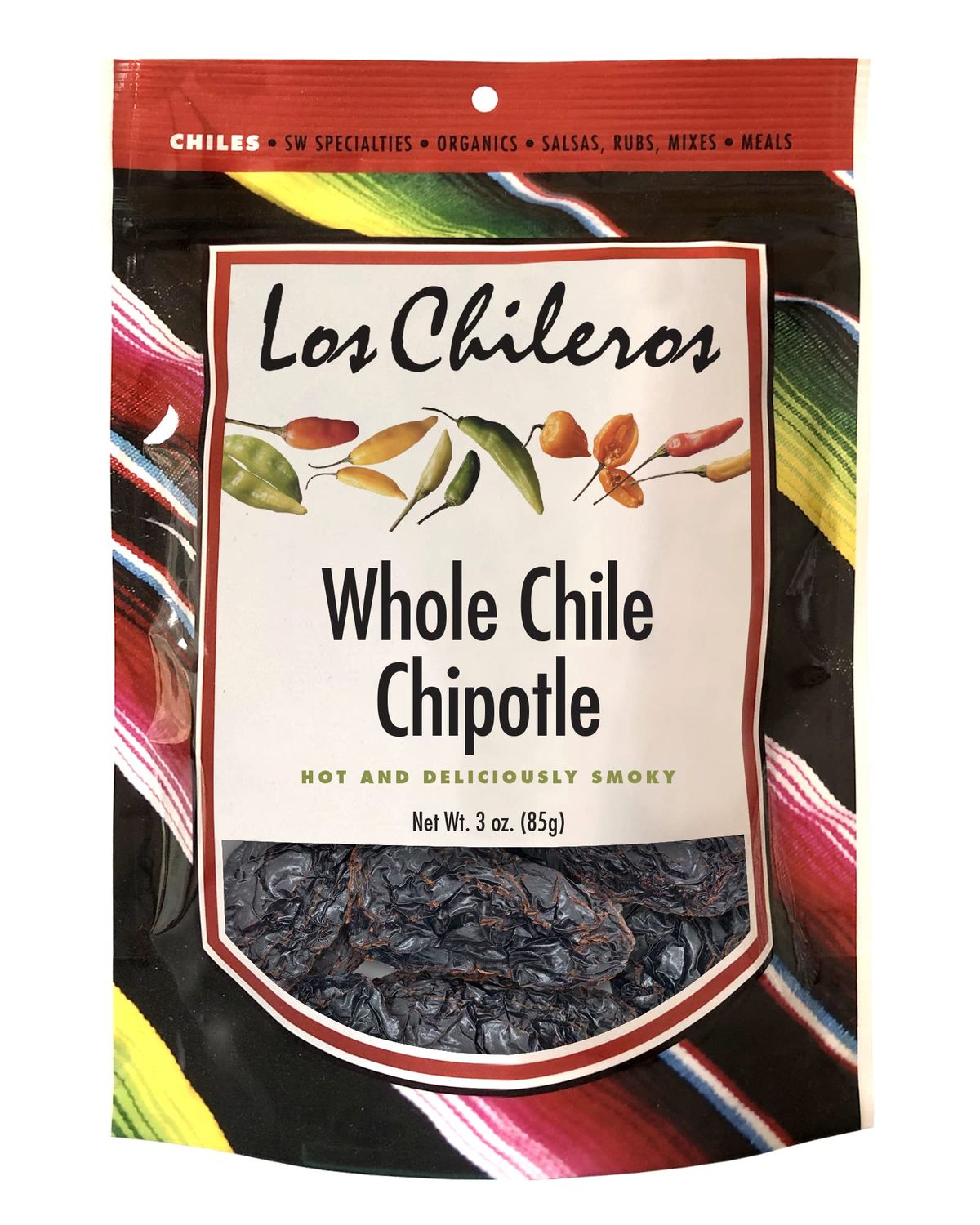 Los Chileros Whole Chile Chipotle, Dark Red, 3 Ounce