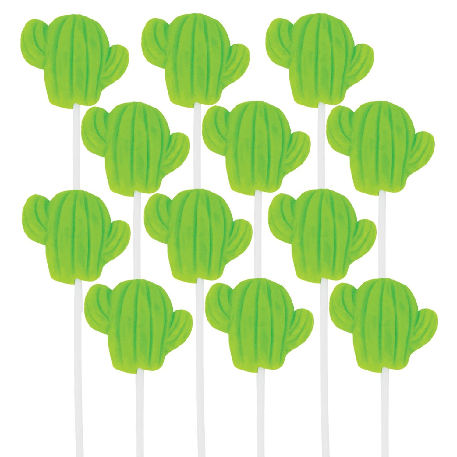 Cactus Lollipops - 12 Individually Wrapped Fiesta Candy Suckers - Birthday Fiesta Party Favors - Fiesta Mexican Party Supplies - Cinco De Mayo Taco Tuesday Cactus Party Favors Goodie Bag Stuffer