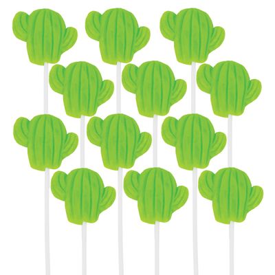 Cactus Lollipops - 12 Individually Wrapped Fiesta Candy Suckers - Birthday Fiesta Party Favors - Fiesta Mexican Party Supplies - Cinco De Mayo Taco Tuesday Cactus Party Favors Goodie Bag Stuffer