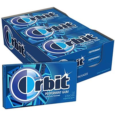 ORBIT Peppermint Sugar Free Chewing Gum, 12 Packs of 14-Pieces (168 Total Pieces)
