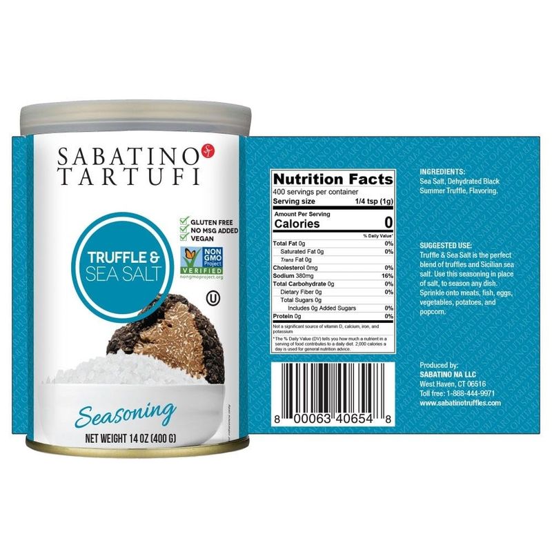 Sabatino Tartufi Sea Salt, Truffle, 14 Ounce