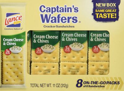 Captain&#39;s Wafers Crackers, Cream Cheese and Chives ,11 Ounces (3 To Go Packs)