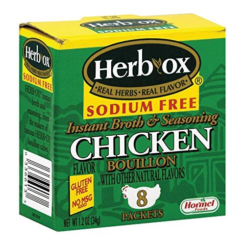 Herb-Ox Chicken Instant Broth &amp; Seasoning, Sodium Free, 8-Count Packets (Pack of 12)
