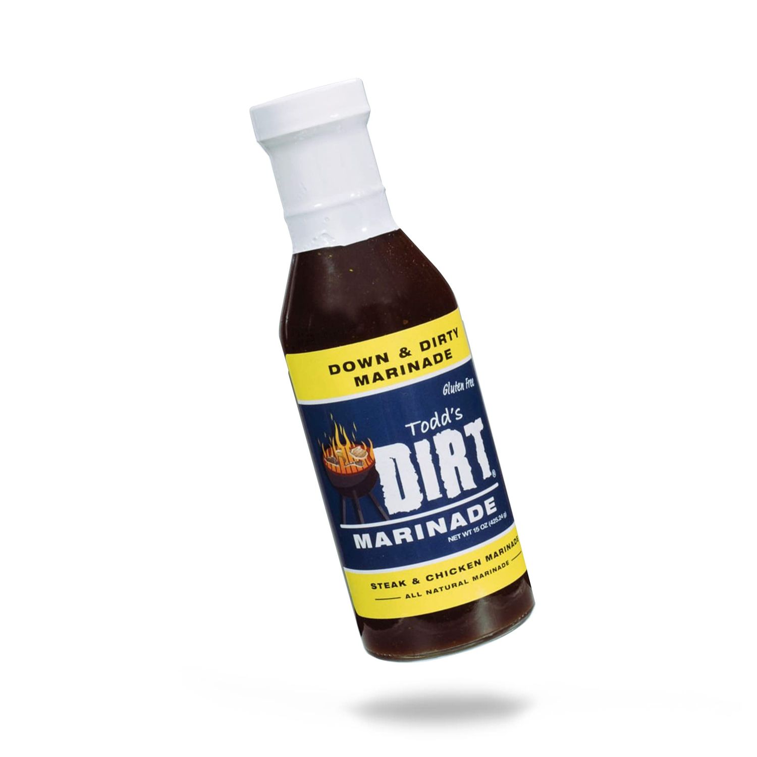 Todds DIRT - Down and DIRTY 15oz Bottle Marinade, Steak Meat &amp; Chicken Marinade, Gourmet Marinade thats GREAT ON EVERYTHING, 100% All Natural With No MSG &amp; Gluten-Free