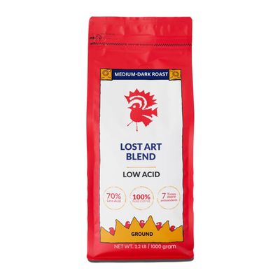 Puroast Low Acid Coffee Ground | Lost Art Blend Ground | Medium Roast | High Antioxidants &amp; High pH |No Bitter Aftertaste | Reduced Heartburn &amp; GERD | Suitable for Cold Brew - 2.2 LB
