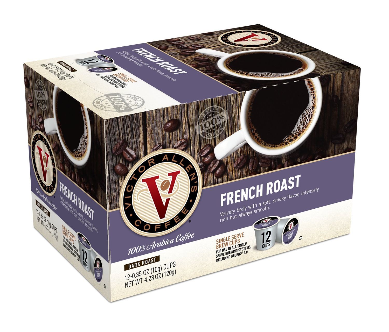 Victor Allen&#39;s Coffee, French Roast Single Serve K-cup, 12 Count (Compatible with 2.0 Keurig Brewers)