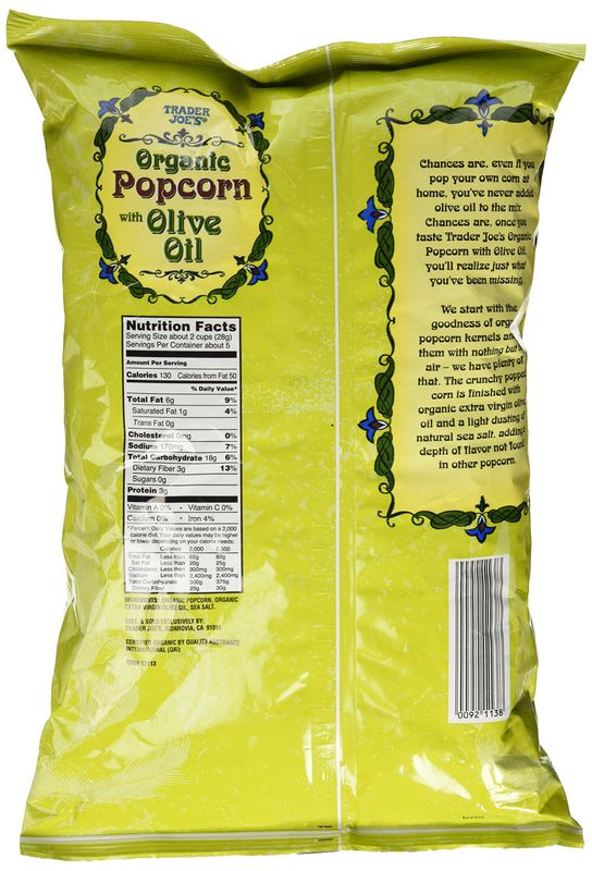 Trader Joe's Organic Popcorn with Olive Oil