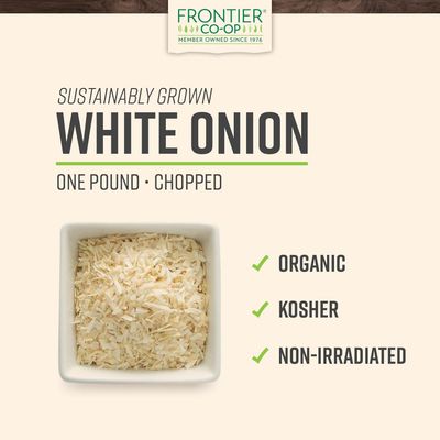 Frontier Organic Chopped Onion, 1 Pound, Dried &amp; Chopped Sweet Organic White Onion, Kosher, Sustainably Grown